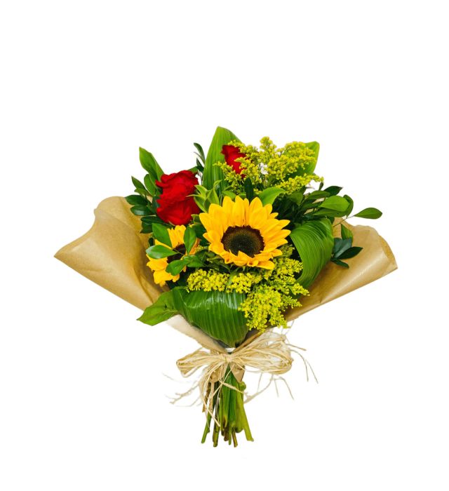 Mini Buquê Rosas e Girassois