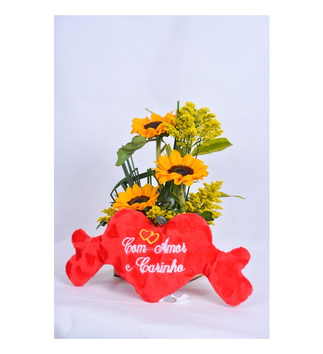 Arranjo de Girassóis com Pelúcia