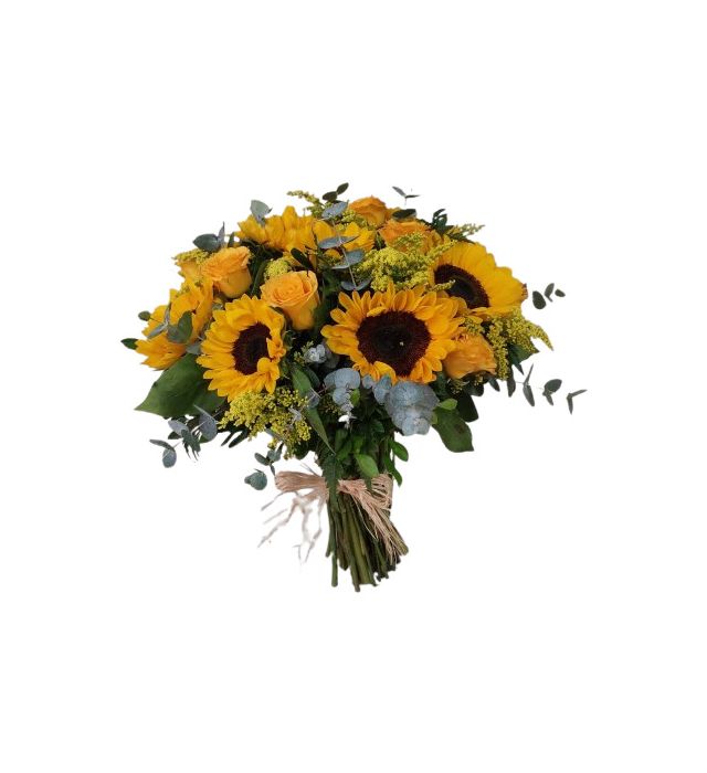 Buquê de Girassois com Rosas Amarelas